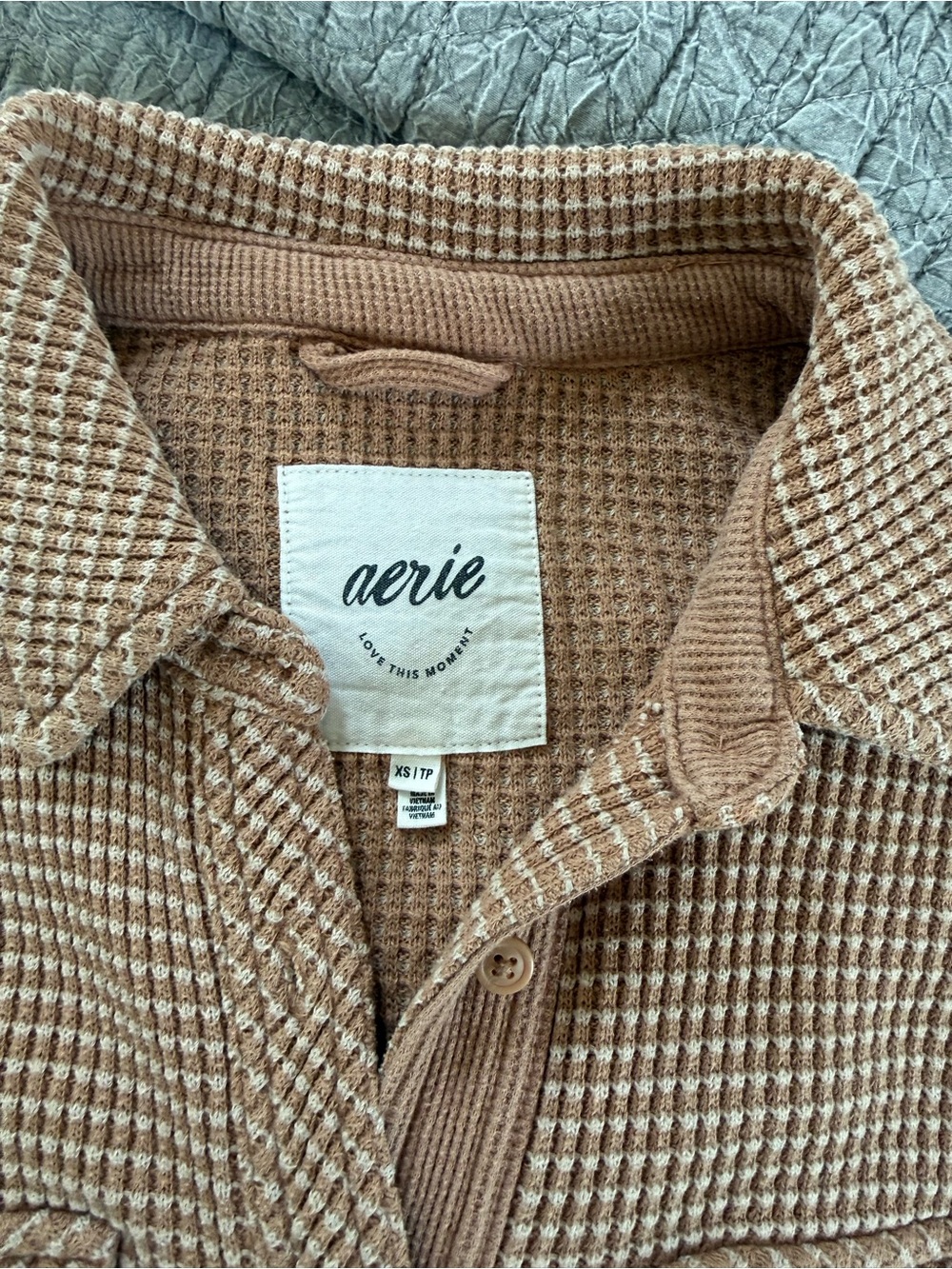 aerie Waffle Knit Button-Up Sweatshirt Jacket - Picture 4 of 7